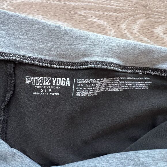 Y2K PINK Victoria's Secret Fold-Over Yoga Leggings Black-Size S - Picture 9 of 10